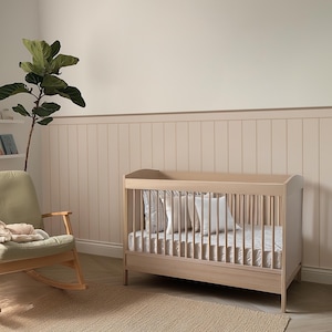 Beadboard Wall Panel Decal, Blue Wall Stickers, Peel And Stick Wainscoting, Fabric Wall Paneling, Modern Nursery Decor ~ 4 colors available Neutral