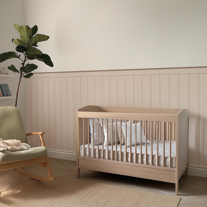 Beadboard Wall Panel Decal, Blue Wall Stickers, Peel And Stick Wainscoting, Fabric Wall Paneling, Modern Nursery Decor ~ 4 colors available Neutral