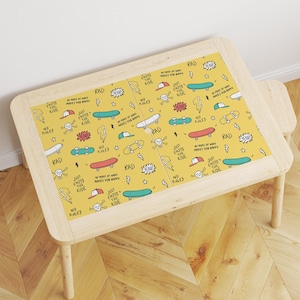 Yellow Flisat Table Sticker, Boys Playroom Decor, Montessori Room Decor, Skater Flisat Table Sticker, Toddler Decor, Vinyl Table Decal