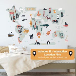 Wandtattoo, Landkarte, Aufkleber, Geographie Aufkleber, Safari, Wandbehang, Kinderzimmer Wanddeko, Wandbehang