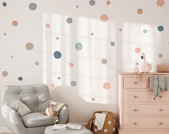 Colorful polka dot wall decal for kids, perfect wall stickers for modern nursery room - gender neutral decal