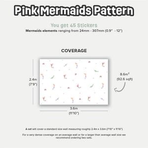 Lindas calcomanías de pared de sirenas para niñas ~ Calcomanías de pared bajo el mar para habitación infantil ~ Calcomanías de pared extraíbles para niñas ~ Idea de regalo para guardería infantil imagen 3