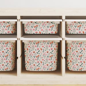 Trofast Wraps, Floral Nursery Decor, Toy Storage Stickers, Cute Toy Bin Decal, Trofast Tubs Stickers, Flowers Trofast Wraps, Girly Playroom