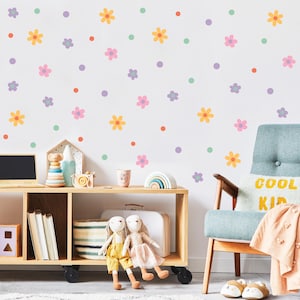 Flowers Wall Stickers, Botanical Wall Decal, Baby Girl Nursery Decor, Floral Wall Decals, Cute Toddler Room Decor, Girly Wall Stickers