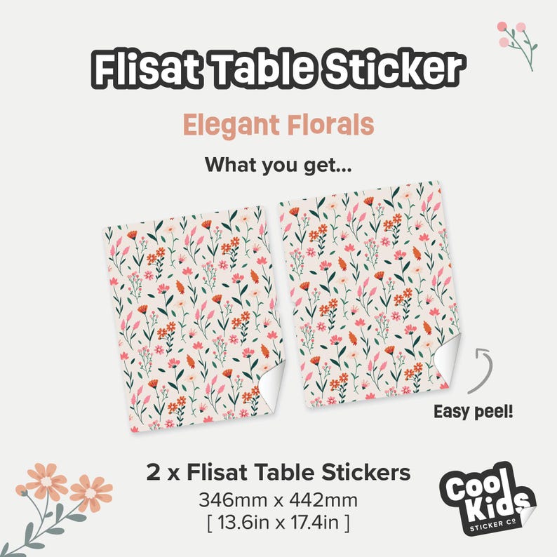 Cute Floral Sticker for IKEA Flisat Table, Perfect Table Decal for ...
