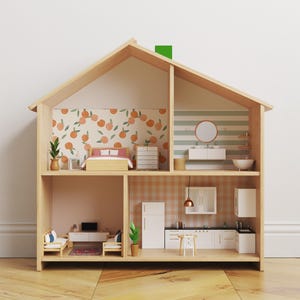 Peaches Flisat Dollhouse Wallpapers, IKEA Playhouse Stickers, Cute Doll House Decals, IKEA Furniture Decor, Kids Payroom Decor, Girls