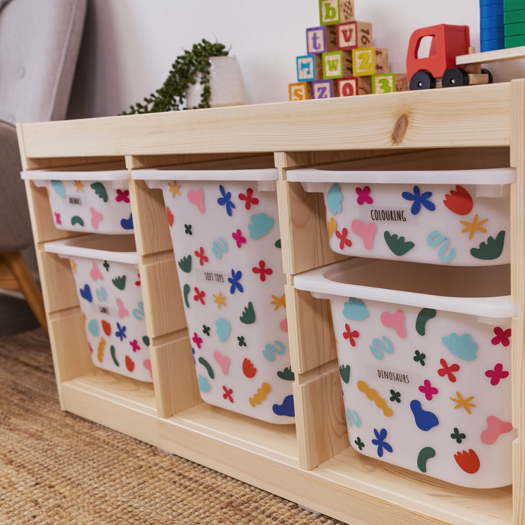 Trofast Stickers, Mixed Shapes Container Decals, Abstract Storage Labels, Neutral Trofast