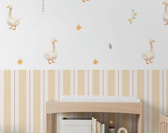 Cute Geese Wall Decals, Floral Wall Decal, Neutral Nursery Room Decor, Cute Wall Art, Baby Room Decor, Animals Decal, Goose Wall Stickers