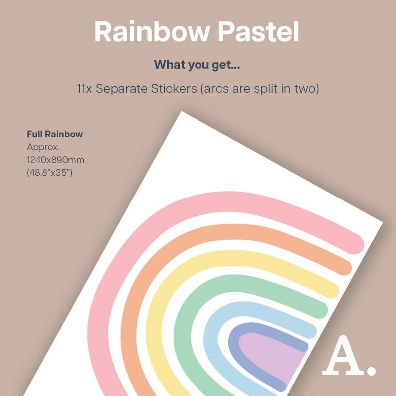 Cute Rainbow Wall Stickers for Kids Playroom, Removable Wall Decals for