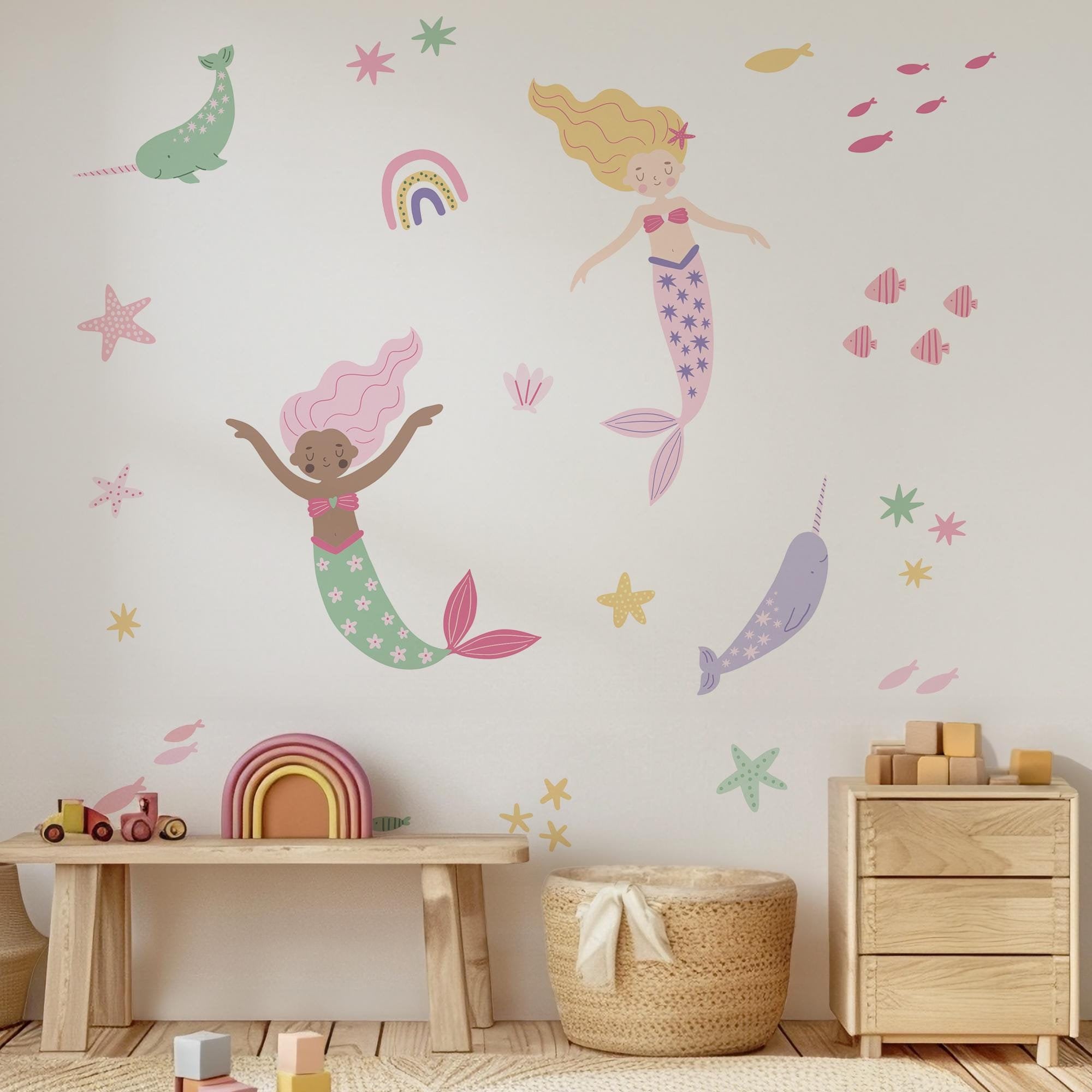 Adesivi Murali Stickers Muraux Sous-Marin - Tortue, Algues, Poisson Pour Chambre Enfant Stickers Carrelage Salle De Bain