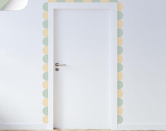 Multi Scallops Door Border Panels, Colorful Scallop Decals, Peel And Stick Scallop Wallpaper, Kids Room Decor, Nursery Wall Decor, Scallop