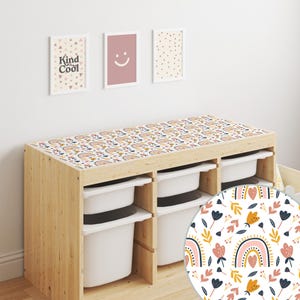 Girls Nursery Sticker, Trofast Top Decal, Toy Storage Decor, Rainbow Baby Decor, Playroom Decal, Floral Trofast Top Sticker, Kids Furniture