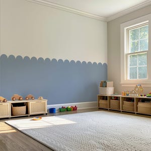 Beadboard Blue Half Wall Panels, Boys Playroom Decor, Baby Boy Nursery Decor, Removable Scallop Wallpaper, Toddler Room Stickers, Cool Kids