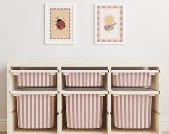 Pegatinas de rayas para contenedores de basura Trofast: decoración moderna y limpia para habitaciones infantiles y de guardería. Envío rápido a EE. UU.