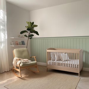 Beadboard Wall Panel Decal, Blue Wall Stickers, Peel And Stick Wainscoting, Fabric Wall Paneling, Modern Nursery Decor ~ 4 colors available