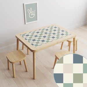 Checkers Table Stickers, IKEA Flisat Table Stickers, Checkerboard Decals, IKEA Furniture Makeover, Vinyl Table Sticker, Modern Playroom