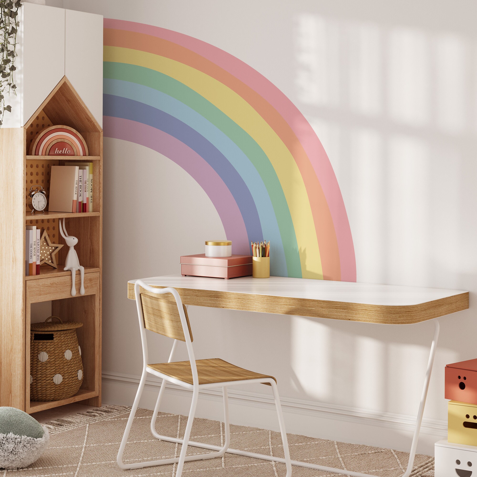 Half Rainbow Wall Decal, Nursery Wall Sticker, Colorful Wall Decal ...