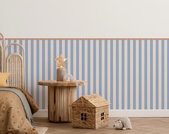 Stripe Wall Decal, Half Wall Decal, Kids Wall Decal Stripes, Nursery Wall Stickers, Minimalist Modern Playroom Decor ~ 6 colors available