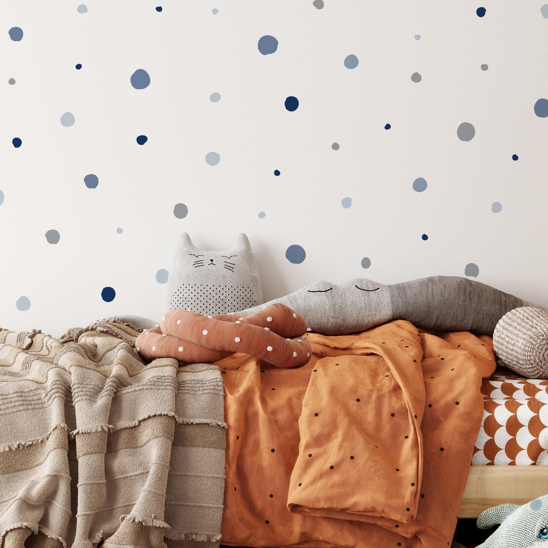 Boy Wall Decals, Blue Polka Dot Wall Stickers, Boys Bedroom Decor, Boy ...