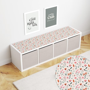 Floral IKEA Kallax Shelf decal for girls toy storage decoration, removable vinyl sticker perfect IKEA furniture decor
