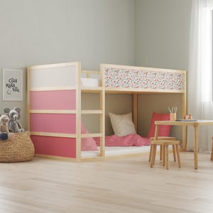 Pink Floral IKEA Kura Bed Stickers, Girls Room Decor, Kura Bed Accessories, Peel And Stick, Cute Girly Room Decor, Toddler Bed Decor