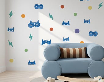 Vinilos decorativos de superhéroes para pared, vinilos para habitaciones infantiles, vinilos decorativos abstractos de superhéroes para pared, decoración para habitaciones de niños pequeños, vinilos decorativos de superhéroes para pared, decoración para salas de juegos