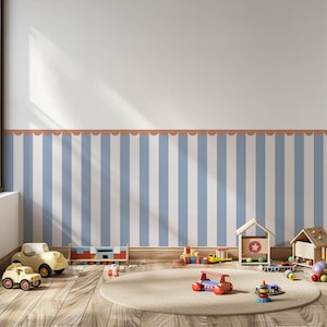 Pannelli murali a righe, pannelli murali a mezza parete, decorazioni per sala giochi minimaliste e moderne, adesivi murali rimovibili, adesivi murali in tessuto ~ 6 colori disponibili