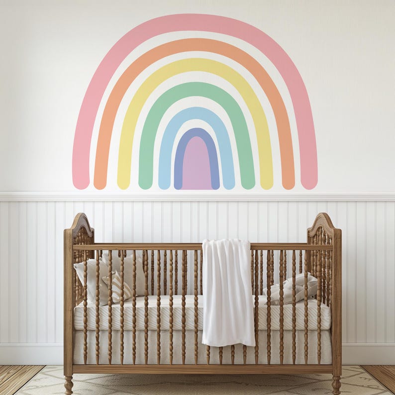 Cute Rainbow Wall Decal, Above the Crib Decor, Kids Room Decor, Rainbow ...