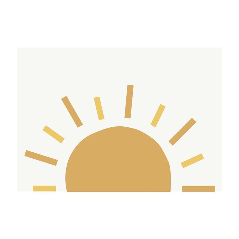 Sun Wall Decal, Sunshine Wall Decal, Half Sun Wall Stickers, Playroom ...