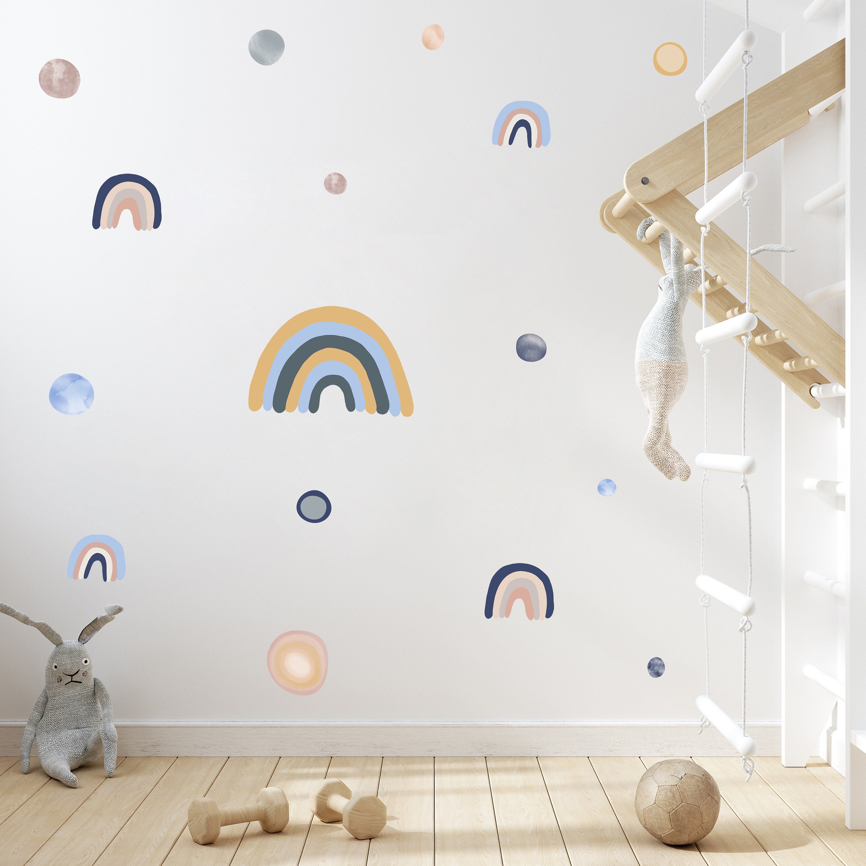 Autocollant Mural en Tissu Arc-En-Ciel et Roches, Chambre ou Salle de Jeux Pour Garçons, Autocollant