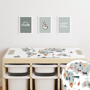 Animal World Map Trofast Top Aufkleber, Möbel Aufkleber, Interaktive Aufkleber, Aufbewahrungsregal Dekor, Kinder Spielzimmer Dekor, Kleinkind Zimmer Dekor
