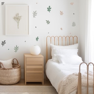 Green Wall Decals, Botanical Wall Decals, Fall Leaf Wall Stickers, Removable Wall Decals, Boho Nursery Decor, Botanical Room Decor