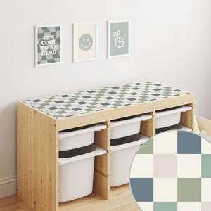 Checkers Trofast Top Sticker, Checkerboard Decal, Kids Furniture Decor, Vinyl Trofast Top Sticker, Modern Nursery Decor, Toy Storage Decor
