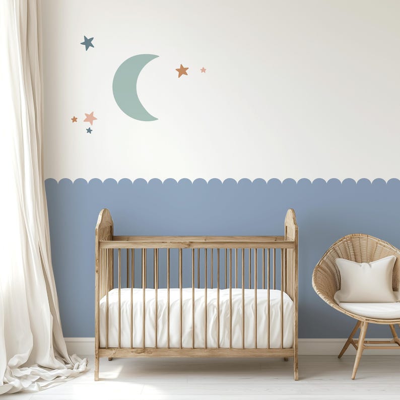 Moon and Stars Decals, Crescent Moon Wall Decal, Nursery Wall Decals ...