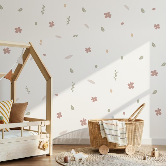 Set 56 Adesivi Murali Floreali A Forma Di Fiore – Autoadesivi E Facili Da Applicare, Per Cameretta Bambina, Camera Da Letto, Arredamento Rustico E Mobili
