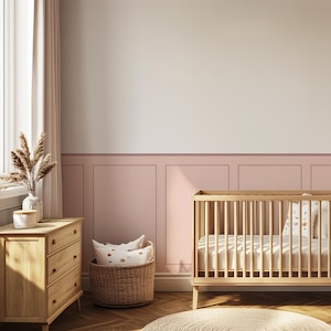 Half Wall Panel Decal, Modern Nursery Decor, Temporary Wallpaper, Fabric Wall Paneling, Toddler Room Decor, Wall Paneling~4 colors available