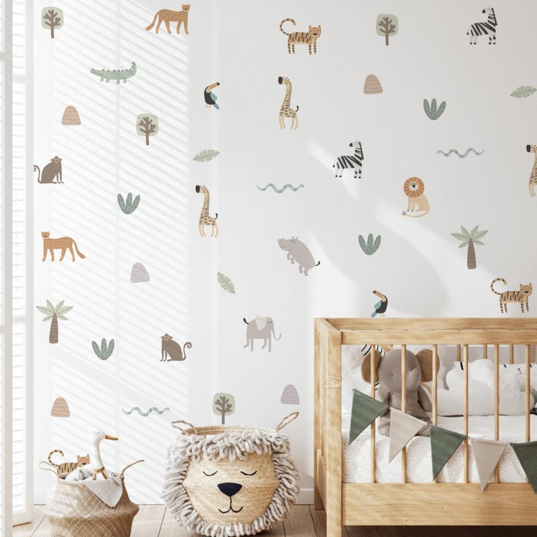 Cute Nursery Animal Decals ~ Safari Nursery Decor ~ Zebra Wall Stickers ...