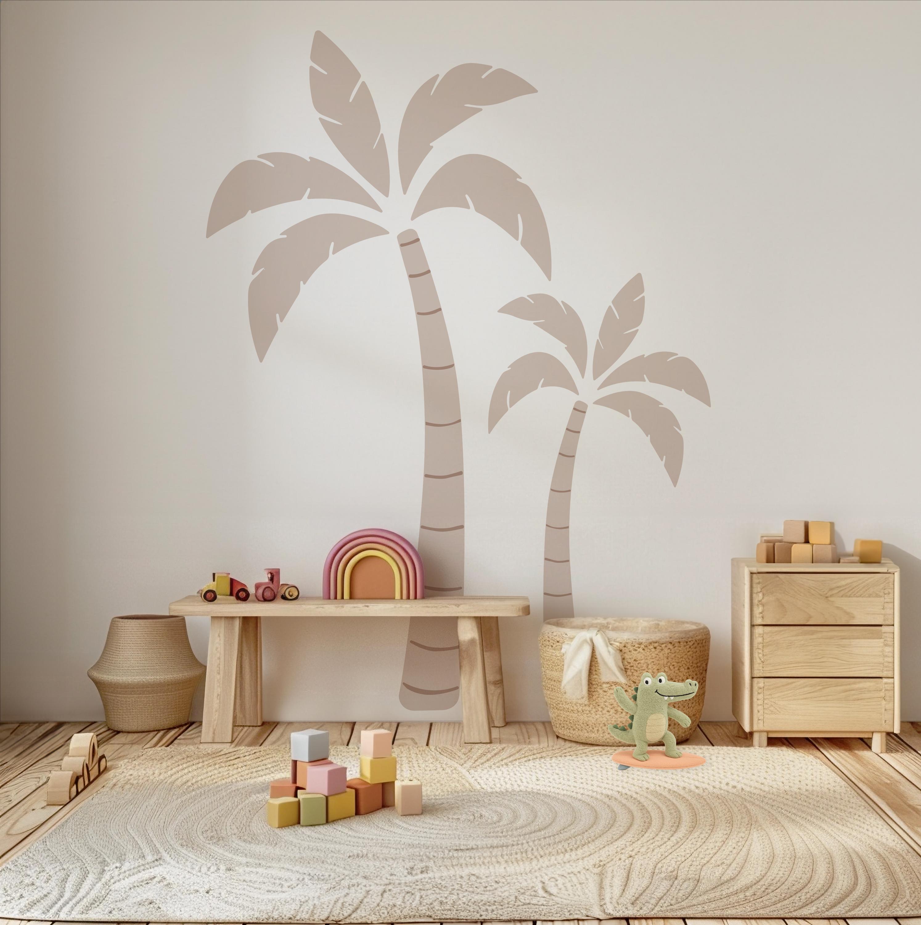 Large Palm Tree Wall Decals, Beachy Nursery Decor, Summer Wall
