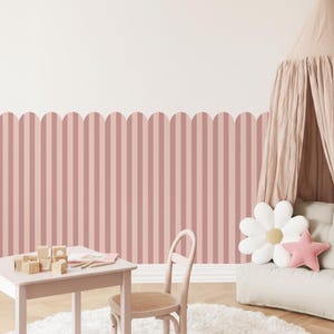 Thin Scallop Striped Wall Panel, Beadboard Striped Wall Decal, Peel And Stick Wallpaper, Nursery Room Decor, Modern Kids Room Improvement