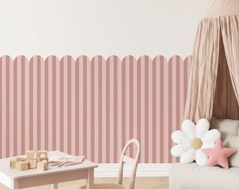 Thin Scallop Striped Wall Panel, Beadboard Striped Wall Decal, Peel And Stick Wallpaper, Nursery Room Decor, Modern Kids Room Improvement