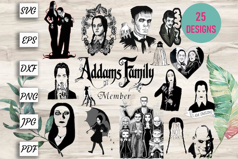 Download Bundle The Addams Family SVG png eps dxf Wednesday Morticia | Etsy