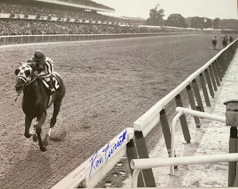 Secretariat signed Ron Turcotte BELMONT STAKES photograph