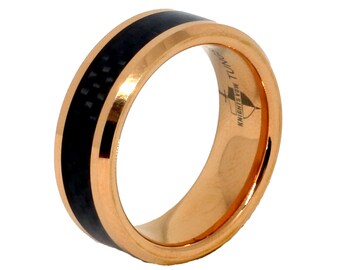 Rose Gold Edges Black Tungsten Ring, Tungsten Ring, Tungsten, Tungsten Carbide Ring, Men's Wedding Bands, Wedding Rings, Personalized Ring