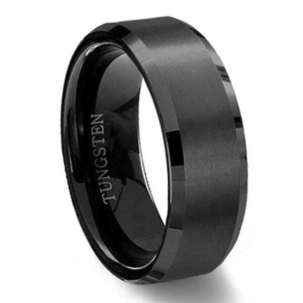 Black Tungsten Ring, 6mm, Tungsten Ring, Tungsten, Tungsten Carbide Ring, Personalized Ring, Men's Wedding Bands, Wedding Rings, Fashion