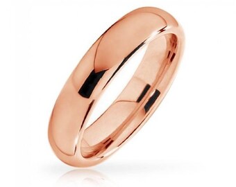 Slim Dome-Shaped Rose Gold Tungsten Ring, Tungsten Carbide Ring, Men's Wedding Band, Wedding Rings, Personalized Rings