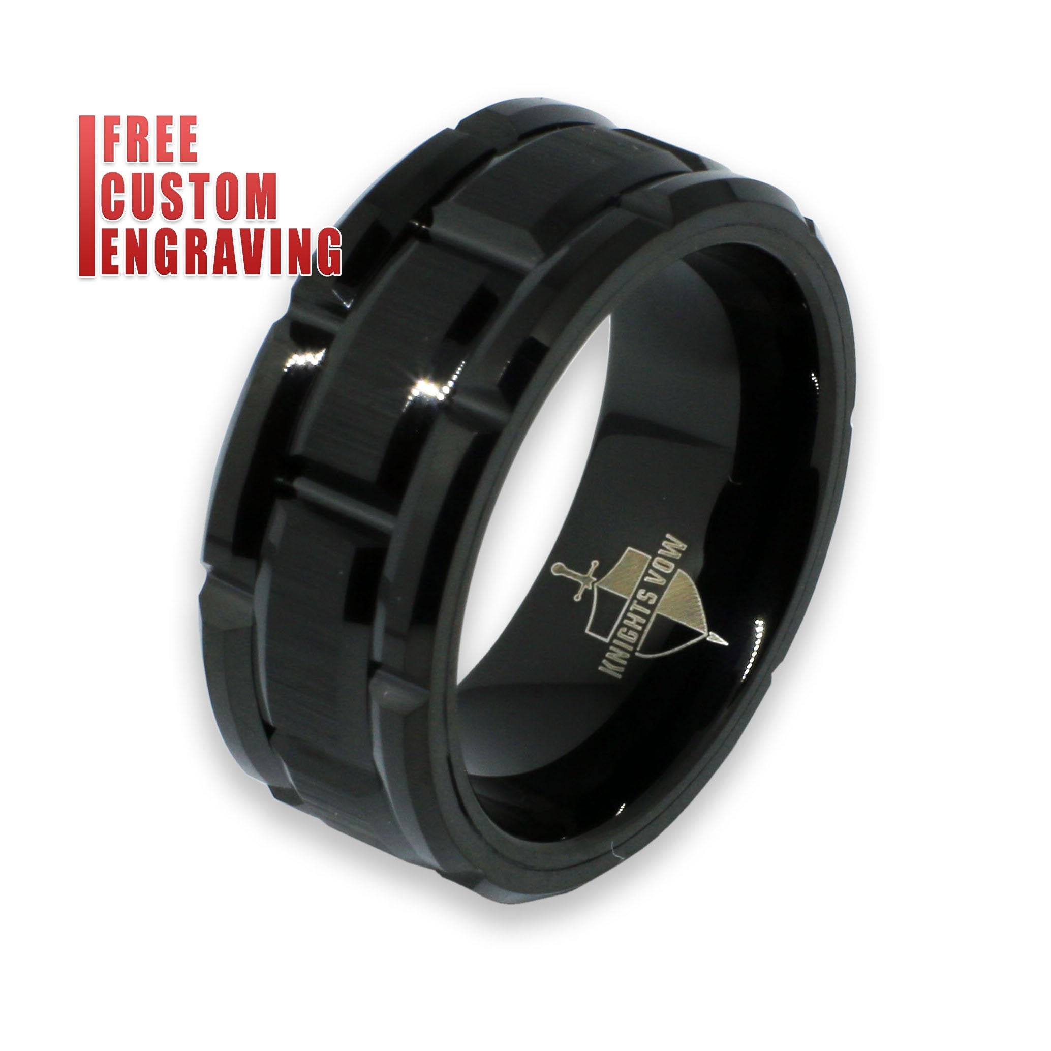 Black 3 Layered Cut Tungsten Ring Tungsten Ring Tungsten Etsy