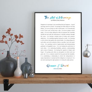 The Art of Marriage Poem Print | Wilferd Arlan Peterson Quote | Wedding Gift | Love Wall Art | Inspirational Print | Unframed Decor