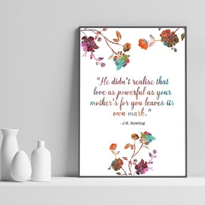 Inspirational Wizard Quote Print | “A Mother’s Love Leaves a Mark” Wall Art | Magical Gift | Abstract Colourful Poster | Home Decor