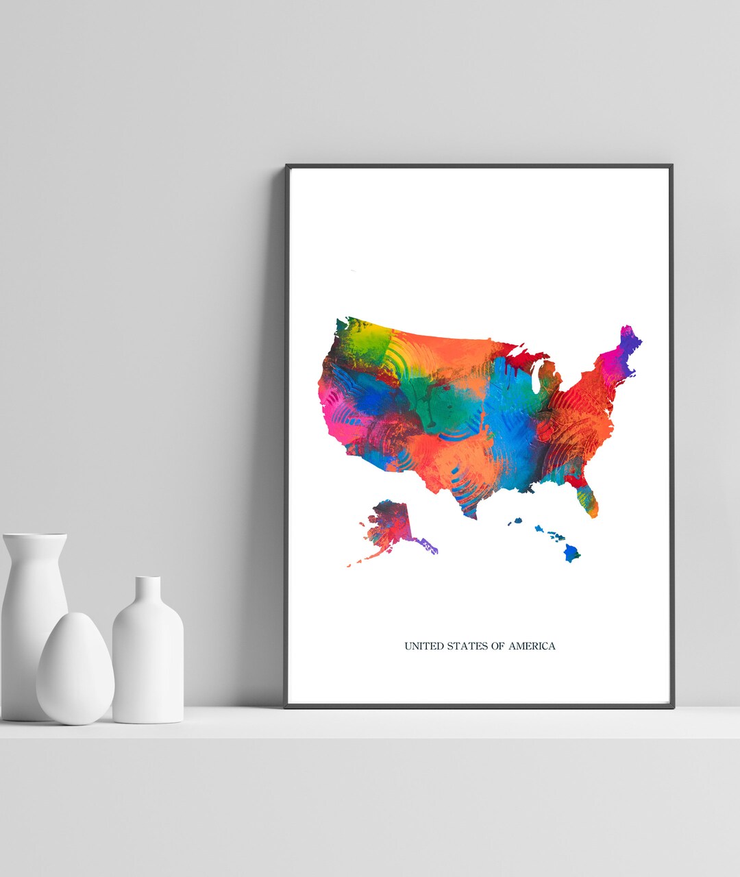 USA Map Art Print | Modern United States Map Poster | Colorful Abstract ...