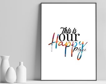 This Is Our Happy Place Quote Print | Minimalist Abstract Wall Art | Inspirational Home Decor Poster | Unframed Gift for Living Room